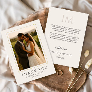 Tarjeta De Agradecimiento Sencilla Elegante Moderna Foto Boda