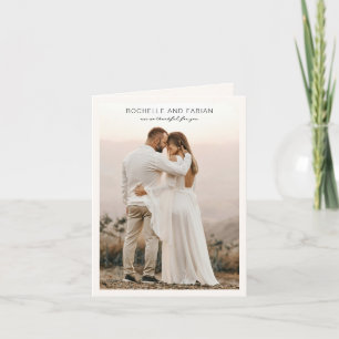 Tarjeta De Agradecimiento Sencilla foto crema elegante boda