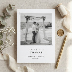 Tarjeta De Agradecimiento Sencilla foto de boda en blanco y negro clásico