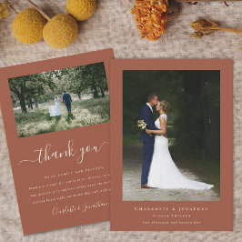 Tarjeta De Agradecimiento Sencilla Foto de Boda Moderna