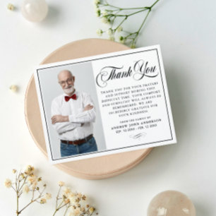 Tarjeta De Agradecimiento Sencilla foto de funeral elegante