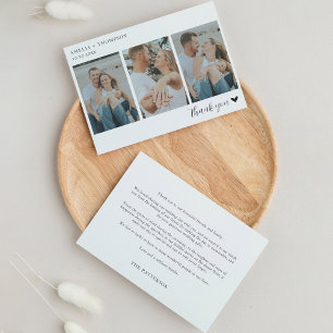 Tarjeta De Agradecimiento Sencilla Foto Minimalista 3 Con Boda De Corazón