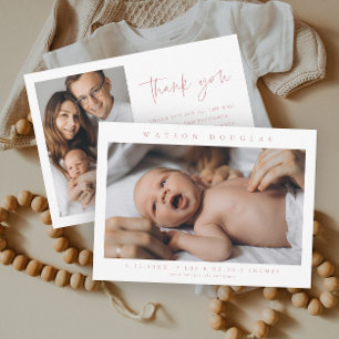 Tarjeta De Agradecimiento Sencilla Foto Nacimiento de Bebé Foto Nuevo