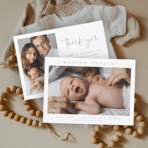 Tarjeta De Agradecimiento Sencilla Foto Nacimiento de Bebé Recién Nacido