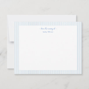 Tarjeta De Agradecimiento Sencilla franja azul y blanca Niño bebé Gracias