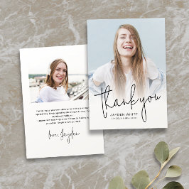 Tarjeta De Agradecimiento Sencilla Graduación Moderna de Guión 2