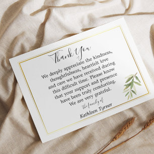 Tarjeta De Agradecimiento Sencilla hoja de acuarela Celebración de la vida