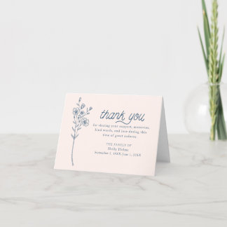 Tarjeta De Agradecimiento Sencilla solidaridad con las flores silvestres azu