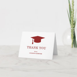 Tarjeta De Agradecimiento Sencilla tabla de mortero de Borgoña Graduación mo