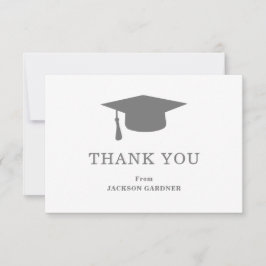 Tarjeta De Agradecimiento Sencilla tabla de mortero gris Graduación moderna