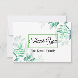Tarjeta De Agradecimiento Sencilla vegetación de color de agua Minimalista