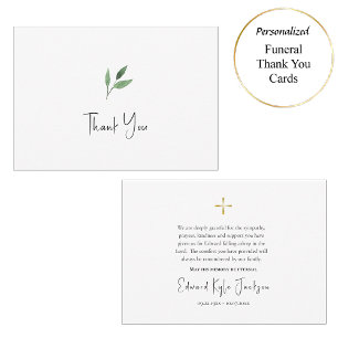 Tarjeta De Agradecimiento Sencilla vegetación Funeral Cristiano Ortodoxo