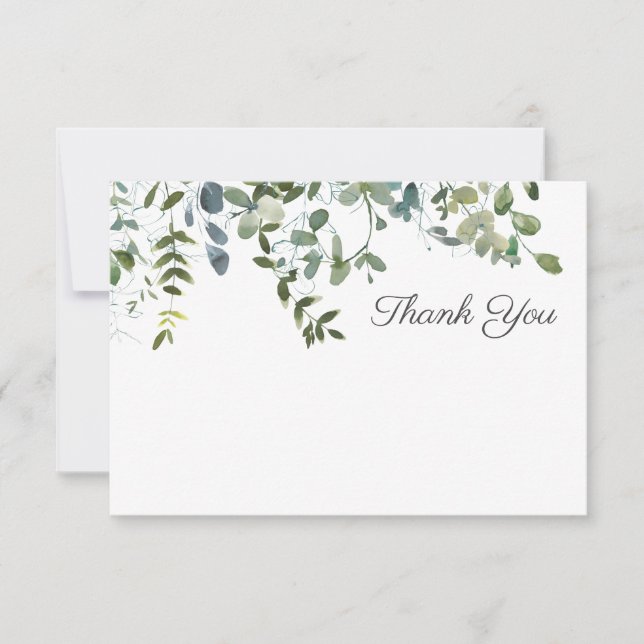Tarjeta De Agradecimiento Sencilla vegetación Gracias (Anverso)