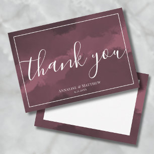 Tarjeta De Agradecimiento Sencilla y Elegante Boda Burgundy