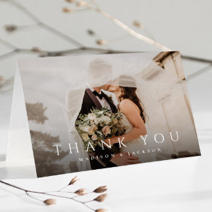 Tarjeta De Agradecimiento Sencilla y elegante foto Boda moderna