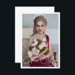 Tarjeta De Agradecimiento Sencilla y elegante foto de Bat Mitzvah Cumpleaños<br><div class="desc">Simple Elegant Photo Bat Mitzvah Birthday Gracias Card incluye el elegante texto "Gracias" en el guión de caligrafía blanca al frente con su mensaje personalizado al revés. Personalice editando el texto en los cuadros de texto. Diseñado por ©Evco Studio www.zazzle.com/store/evcostudio</div>