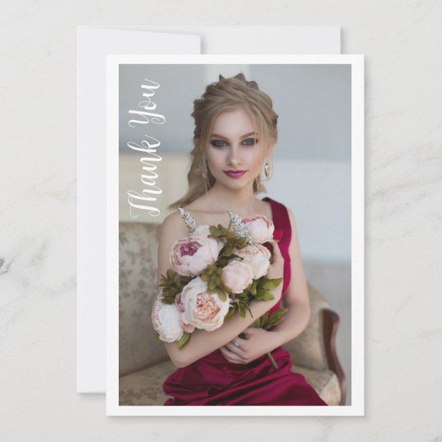 Tarjeta De Agradecimiento Sencilla y elegante foto de Bat Mitzvah Cumpleaños (Anverso)