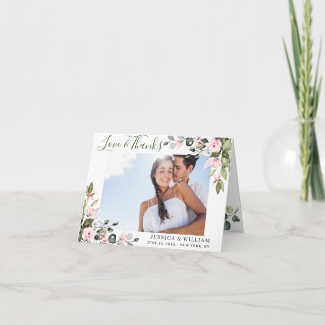 Tarjeta De Agradecimiento Sencilla y elegante foto de Eucalyptus Rubor Rosa  (Anverso)