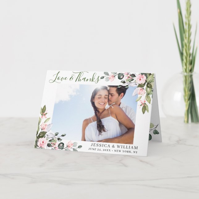 Tarjeta De Agradecimiento Sencilla y elegante foto de Eucalyptus Rubor Rosa  (Anverso)