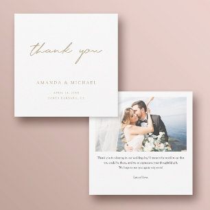 Tarjeta De Agradecimiento Sencilla y elegante guión moderno Boda de oro