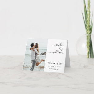 Tarjeta De Agradecimiento Sencillamente Elegante Corazón de Boda Simple 2 Fo
