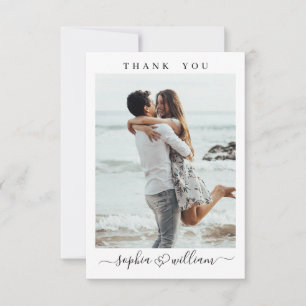 Tarjeta De Agradecimiento Sencillamente Elegante Corazón de Boda Simple Foto