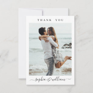 Tarjeta De Agradecimiento Sencillamente Elegante Corazones de Boda Sencilla