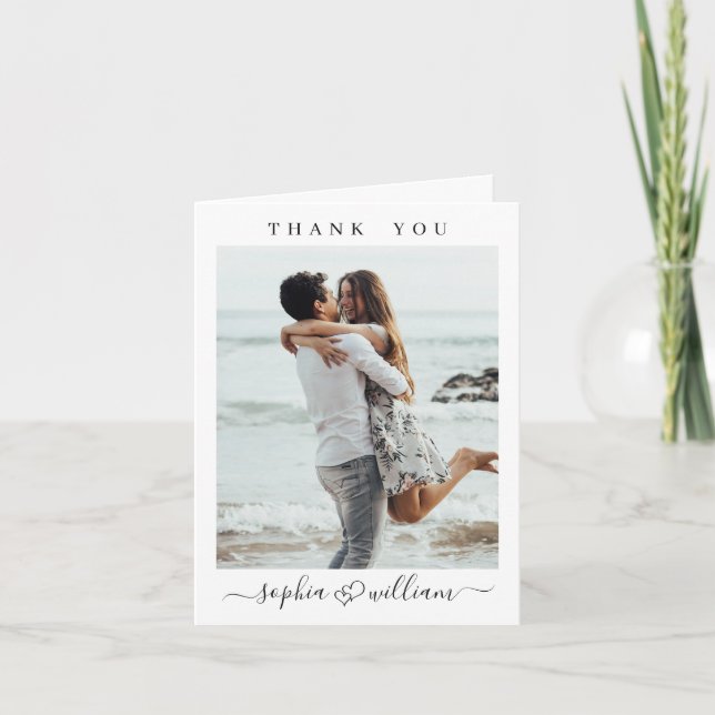 Tarjeta De Agradecimiento Sencillamente Elegante Corazones de Boda Sencilla  (Anverso)