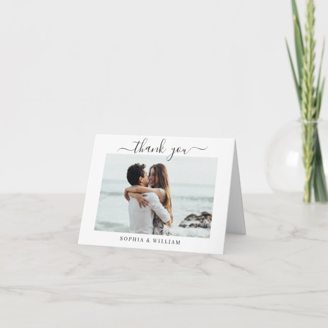 Tarjeta De Agradecimiento Sencillamente Elegante Corazones de Boda Sencilla  (Anverso)