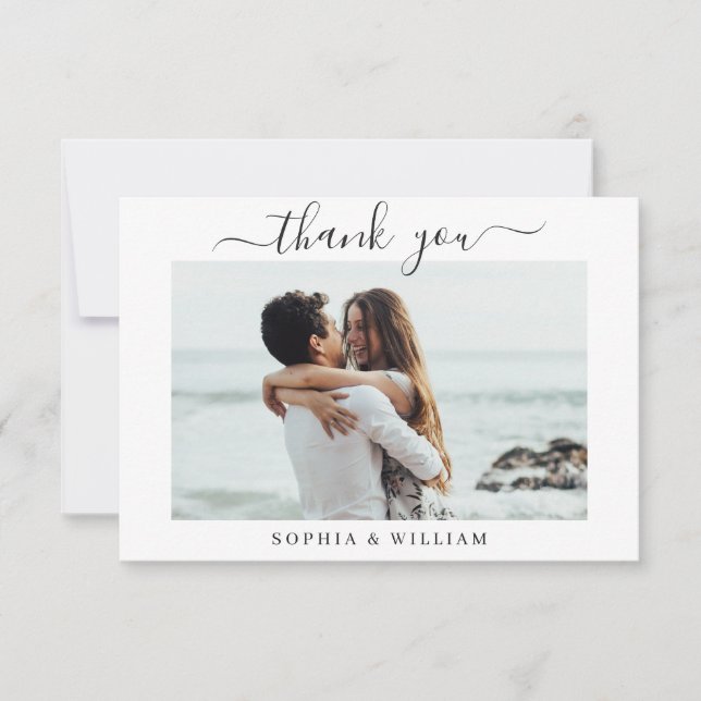 Tarjeta De Agradecimiento Sencillamente Elegante Corazones de Boda Sencilla  (Anverso)