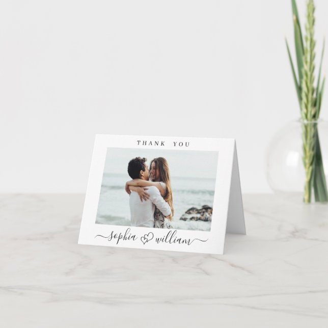 Tarjeta De Agradecimiento Sencillamente Elegante Corazones de Boda Sencilla  (Anverso)
