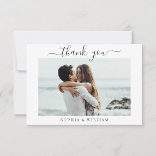 Tarjeta De Agradecimiento Sencillamente Elegante Corazones de Boda Simple Fo
