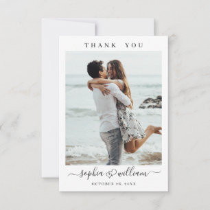 Tarjeta De Agradecimiento Sencillamente Elegante Corazones de Boda Simple Fo