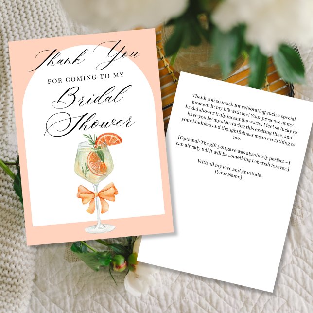 Tarjeta De Agradecimiento Sencillo Amor Naranja En La Primera Ducha Bridal S (Subido por el creador)