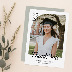 Tarjeta De Agradecimiento Sencillo Arco de Graduación Elegante Foto Graduaci