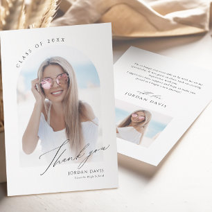 Tarjeta De Agradecimiento Sencillo Arco de Guión Elegante 2 Graduación de Fo