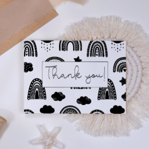 Tarjeta De Agradecimiento Sencillo Arcoíris Negro Blanco Moderno para Baby S