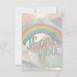 Tarjeta De Agradecimiento Sencillo arcoiris y nubes