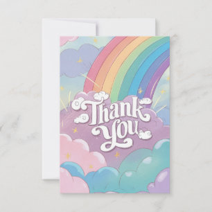 Tarjeta De Agradecimiento Sencillo arcoiris y nubes elegantes