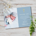 Tarjeta De Agradecimiento Sencillo bautismo de escritura de firma fotográfic<br><div class="desc">Un sencillo y elegante guión de la firma foto Baptism o Christening card de agradecimiento. Personalice su foto especial y dé las gracias por el mensaje que aparece en las letras de la moda. Diseñado por Thisisnotme©</div>