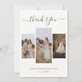 Tarjeta De Agradecimiento Sencillo boda de fotos de estilo moderno con guión