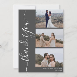 Tarjeta De Agradecimiento Sencillo boda de fotos de estilo moderno con guión