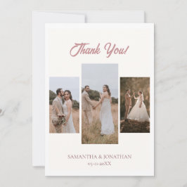 Tarjeta De Agradecimiento Sencillo boda de fotos de estilo moderno con guión