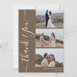 Tarjeta De Agradecimiento Sencillo boda de fotos de estilo moderno con guión