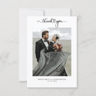 Tarjeta De Agradecimiento Sencillo Boda elegante de fotografías en el guión