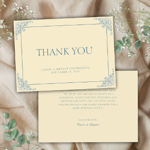 Tarjeta De Agradecimiento Sencillo Boda elegante de la época de regencia ama