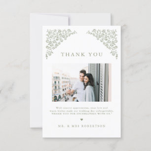 Tarjeta De Agradecimiento Sencillo Boda Verde Floral Timeless Floral