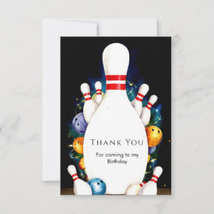 Tarjeta De Agradecimiento Sencillo Boliche de Cumpleaños para Niños Lindos
