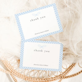 Tarjeta De Agradecimiento Sencillo Bow Blue Plaid