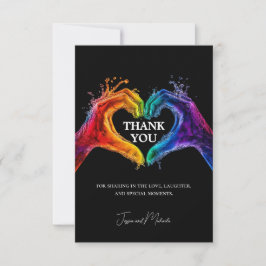Tarjeta De Agradecimiento 🌈 ❤️ Sencillo Corazón del boda del Orgullo